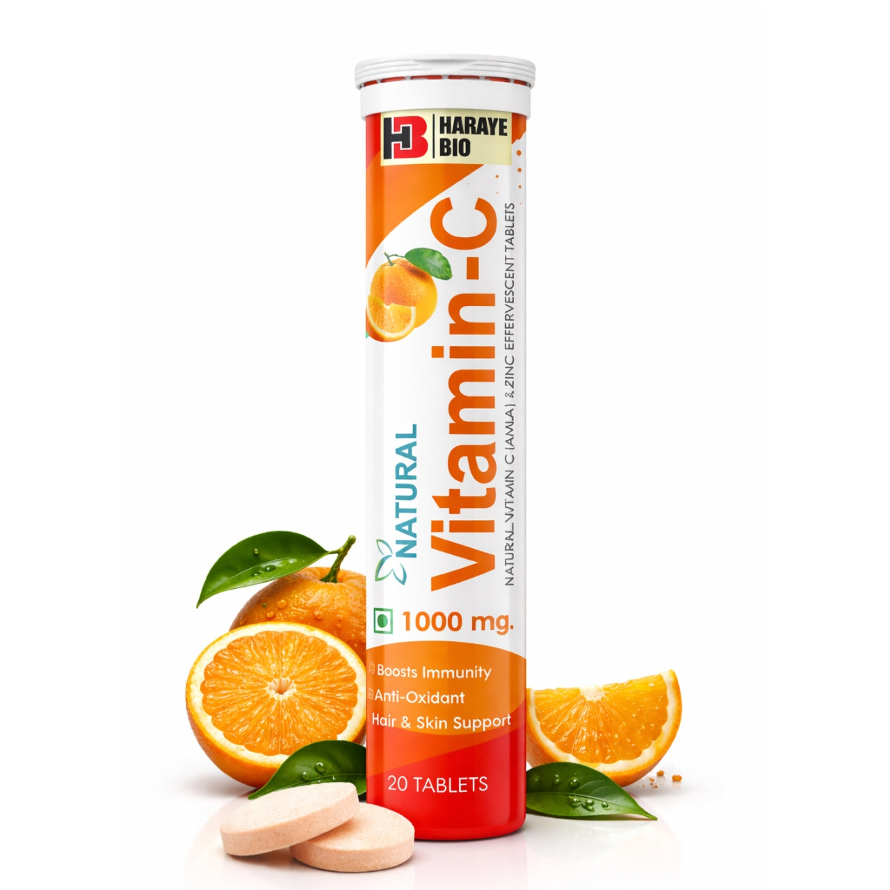 Natural Vitamin C 1000mg (Amla & Zinc) Effervescent Tablets 1x20