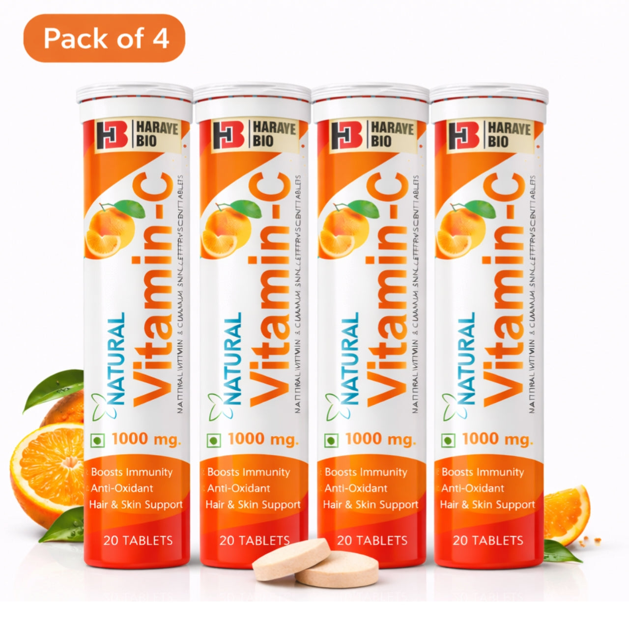 Natural Vitamin C 1000mg (Amla & Zinc) Effervescent Tablets 1x20
