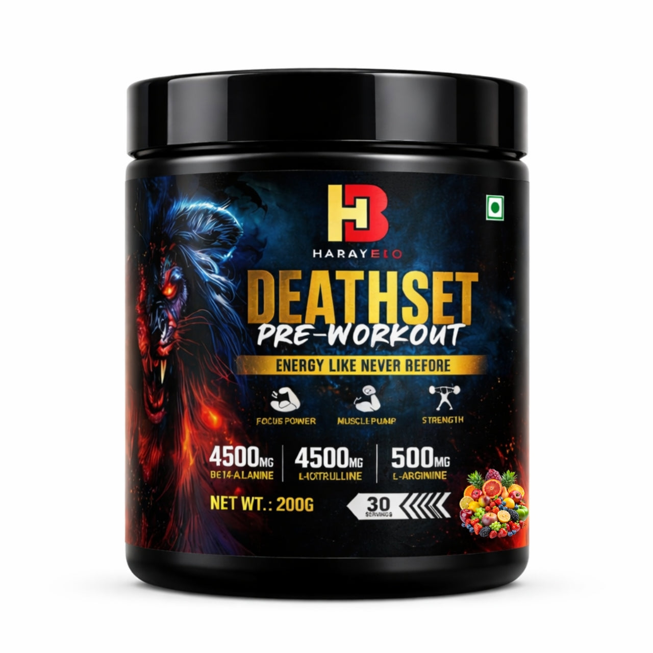 Deathset Preworkout |For Pump, Focus, Energy, Strength & Endurance | 30 Servings Pre Workout (200 g, ORANGE)