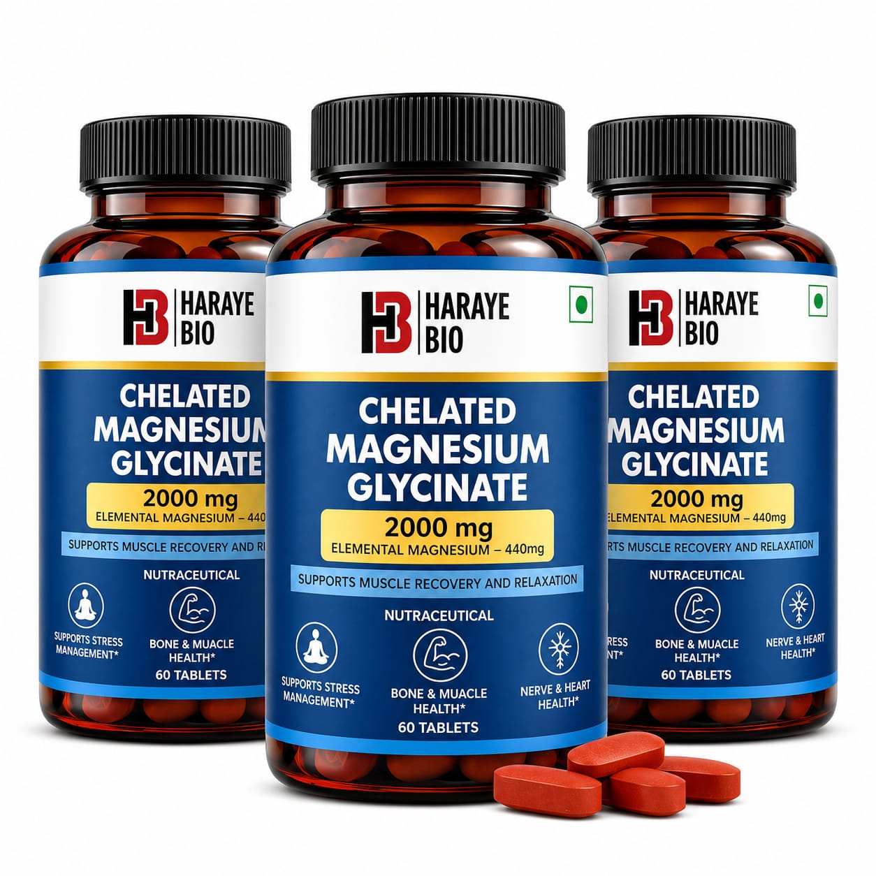 Haraye Bio Chelated Magnesium Glycinate 2000mg – High Absorption Muscle Recovery & Sleep Support